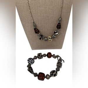 safari sterling silver glass bead necklace & bracelet outlaw handcrafted beads